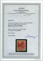 3 M. Schwarzaufdruck 1948 mit dem Plattenfehler "I = Ast am ...